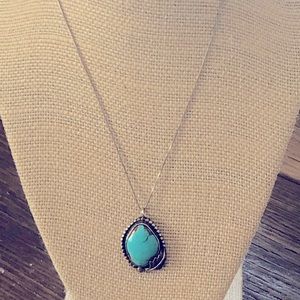 Sterling silver necklace and turquoise pendant